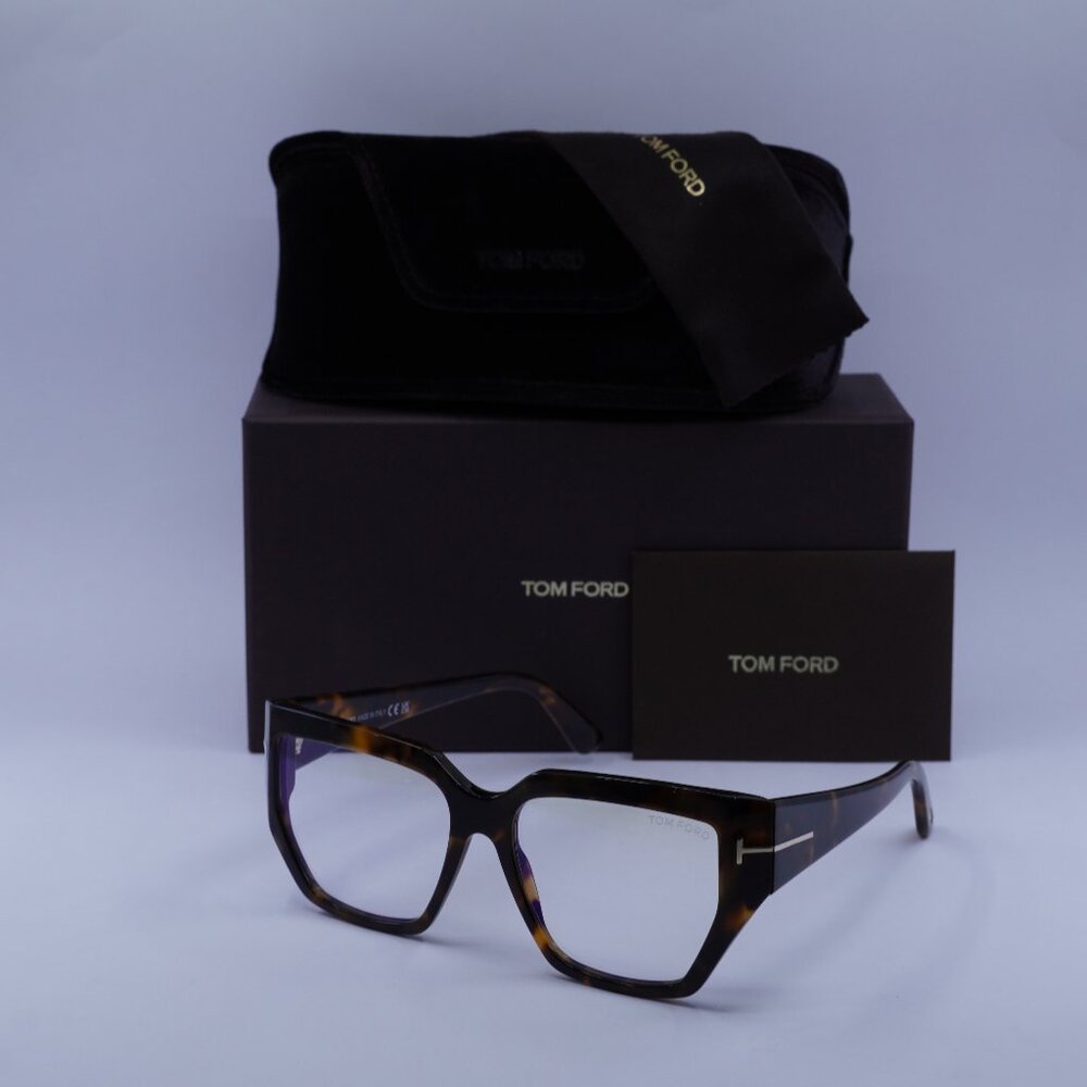 Tom Ford FT5951-B 052 Square Eyeglasses 54mm - Havana / Blue Light Block